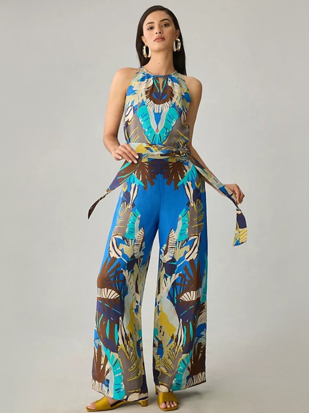 Ranna Gill | Linen Blend Halter Wide-Leg Jumpsuit w/ Pockets! | NWT
